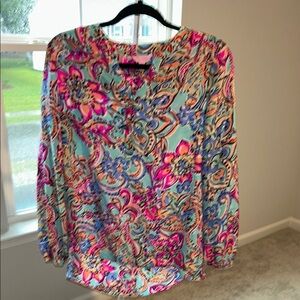 Lilly Pulitzer Blue & Pink Blouse with Long Sleeves Size S Excellent condition
